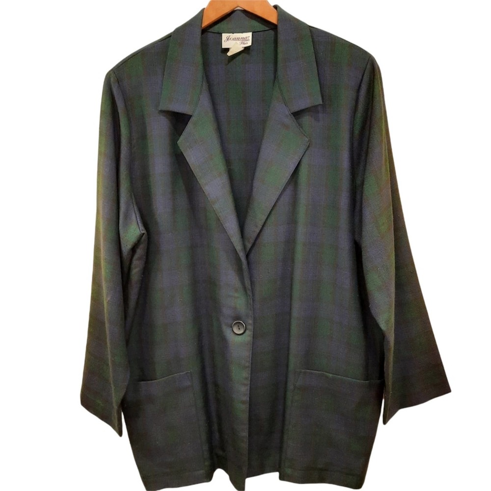 Vintage Joanna Plus Boxy Plaid Women's Blazer Size 1X